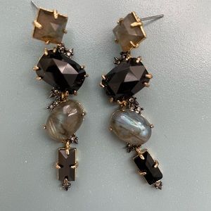 Alexis Bittar black and green stone drop earrings